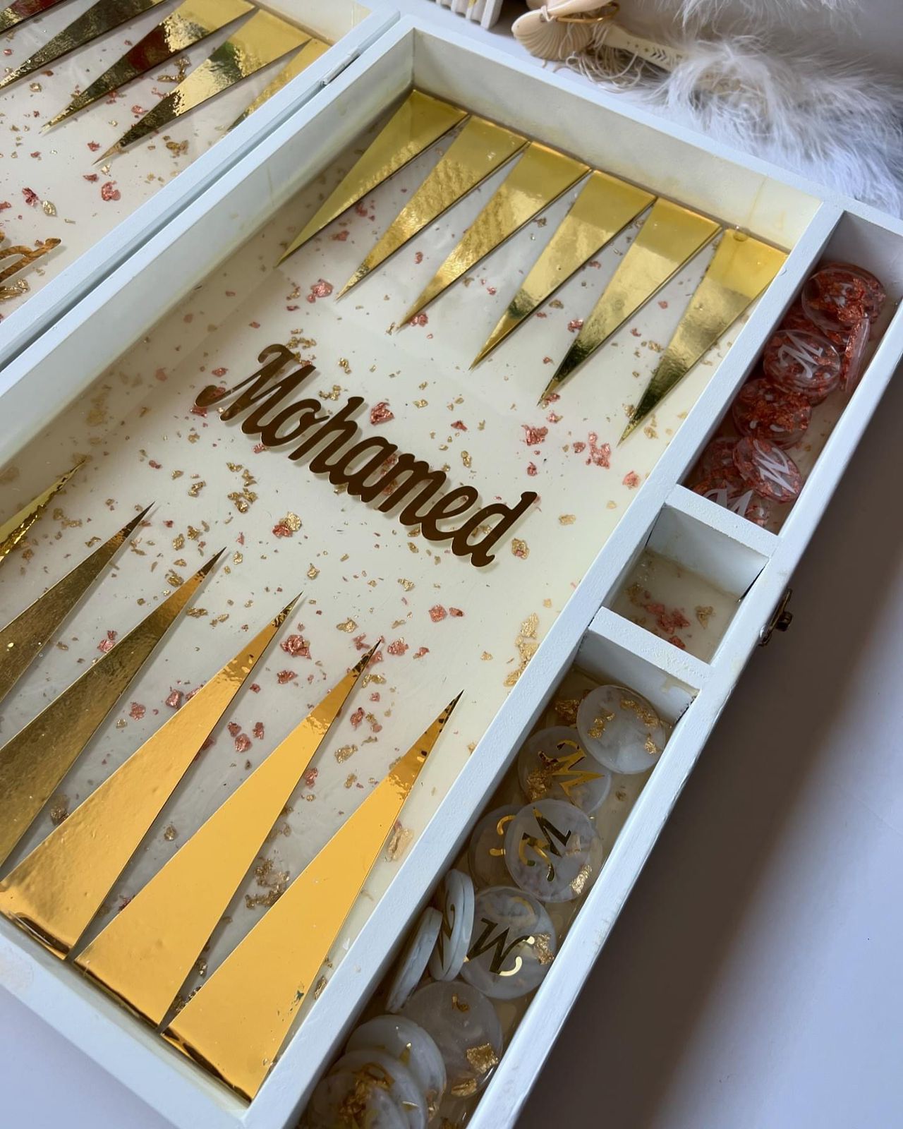 Custom Resin Board Game (Tawla) – Personalized with Your Name & Color