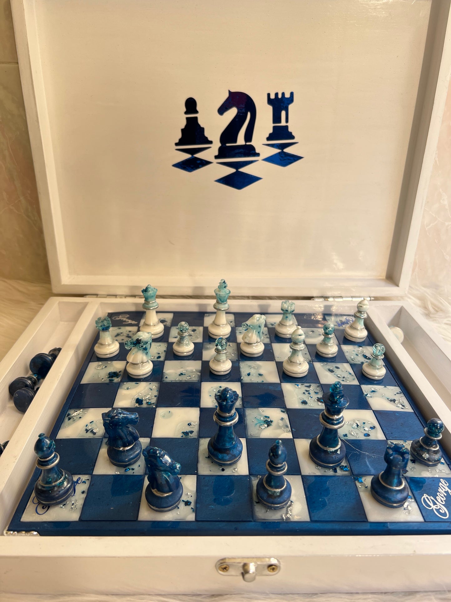 Resin Chess Set – Personalized with Your Name & Color